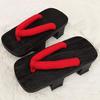 [narunaru] Women's Two-Toothed Paulownia Wood Geta Sandals, Black, for Cosplay, Costumes, Yukata, Festivals, Fireworks (24cm (22.5~24cm))