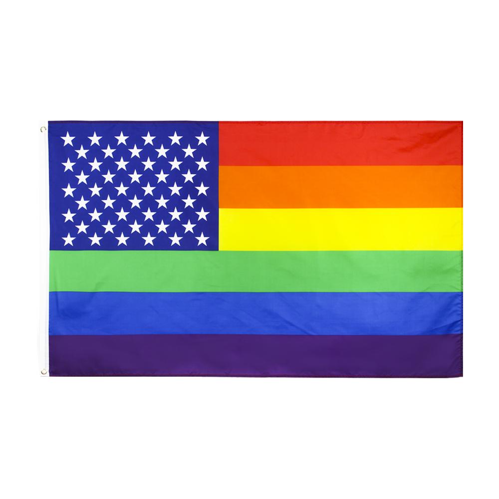 Stock All Inclusive Progress 3x5ft Polyester Big Rainbow Lesbian LGBT Gay Pride Flag Waterproof Lightweight