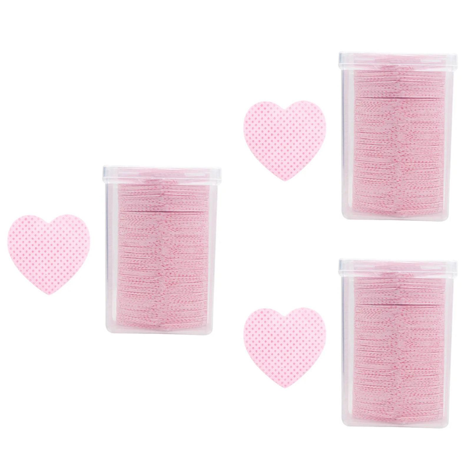 

600 шт. Салфетки для чистки клея для ресниц в форме сердца, нежные, не вызывающие раздражения, хлопковые диски, портативный инструмент для снятия макияжа для легкого One Size розовый