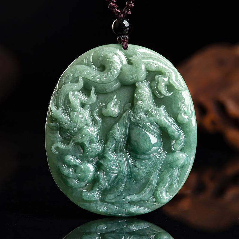 Natural Jadeite Chinese Dragon Lord Guan