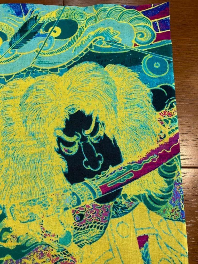 Hand Towel from the Popular Suikoden of the 108 by Utagawa Featuring a Crazy Ukiyo-e Series, "One Heroes," Kuniyoshi, Pattern.