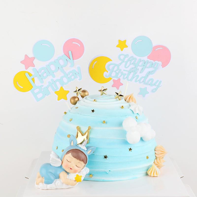 Creative Balloon Bow Cake Decoration for Baby Birthday