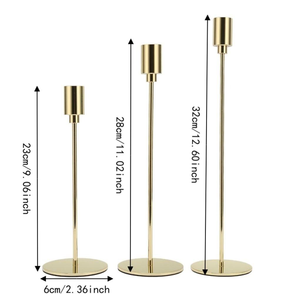 3sets Gold Taper Candle Holder 6cm Candle Holder Set Pillar Candle Holder Home Table Decoration