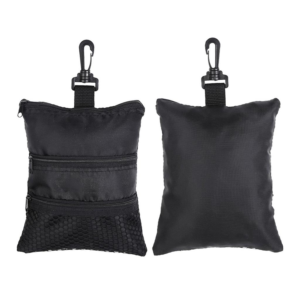 Portable Golf Ball Accessories Multi Pocket Black Zipper Handbag Bag