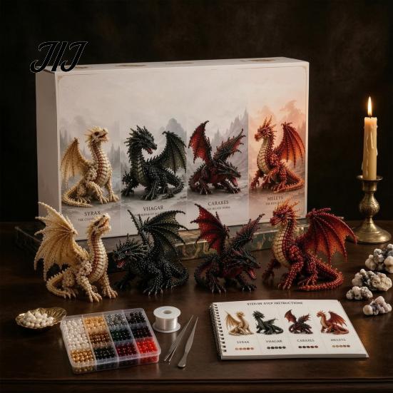 Handmade Craft Hobby DIY 3D Animal Beading Kit for Beginners, Interactive Plastic Beads Art Stress Relief Project Set Kids Adults, Creative