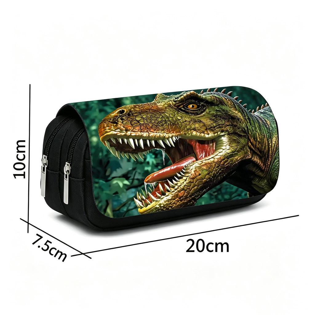 Cartoon Printed Double-Layer Flip Pencil Pouch, Portable Durable Stationery Bag for Kids Boys Girls