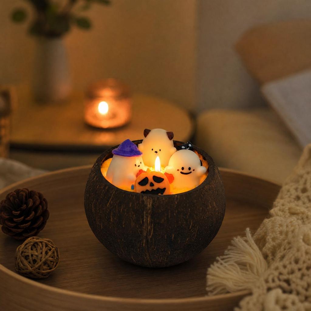 Halloween Scented Candle with Cute Design, Low Melt for Party Favors, Gift Box and Home Decor
