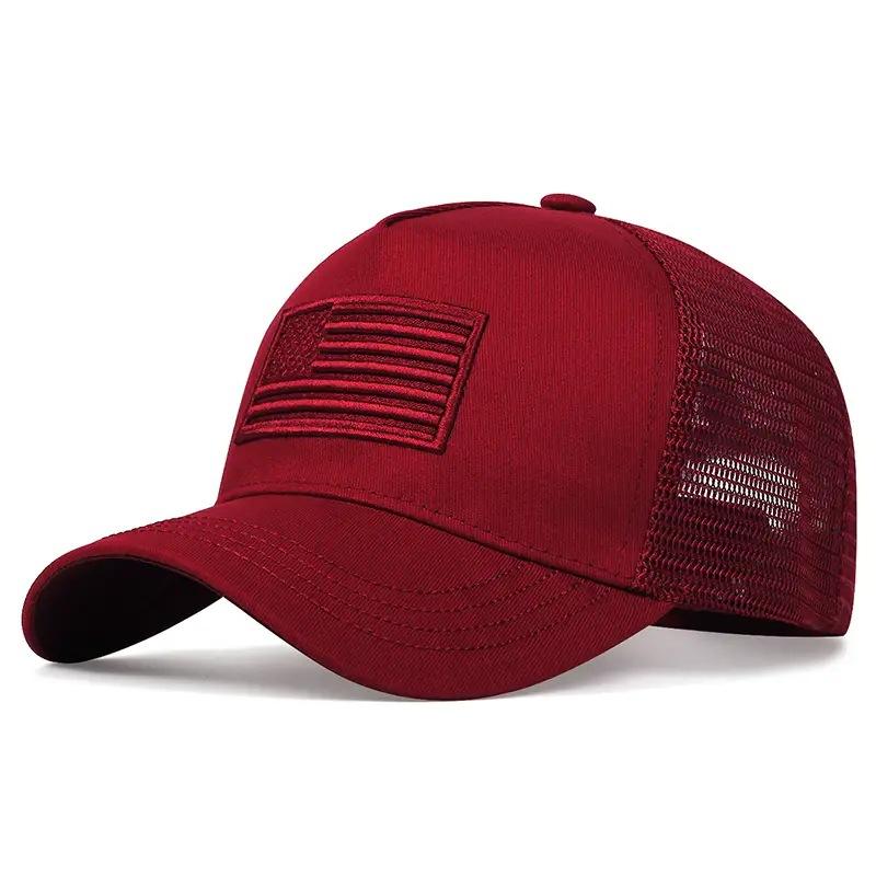 Hot sale High quality American Flag Embroidery Baseball Net Caps Spring and Summer Outdoor Adjustable Casual Hats Sunscreen Hat