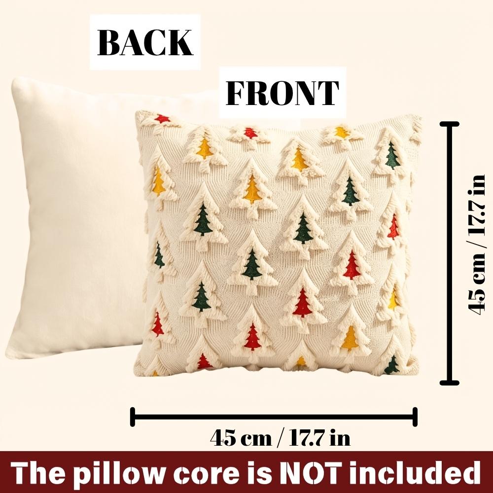 2pcs Christmas Tree Embroidered Plush Throw Pillow Covers Vintage Cute Soft Cozy Cushion Covers for Christmas Bedroom Sofa Decor Without Pillow Core