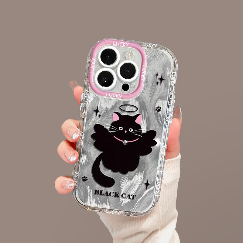 Cartoon Engel Katze für Apple 16promax Handyhülle für IPhone15plus Feder Creme 14/13