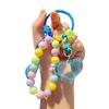 Beaded Keychain Highly Saturated Macaron Color Beads Key Chain with Transparent Colorful Heart Pendants Portable Anti-Lost Mobile Phone Chain Bag
