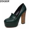 Elegant High Heels Shoe Woman Sexy Platform Dress Pumps Autumn Spring Black Green Heeled OL Party Office Wedding Shoes Ladies