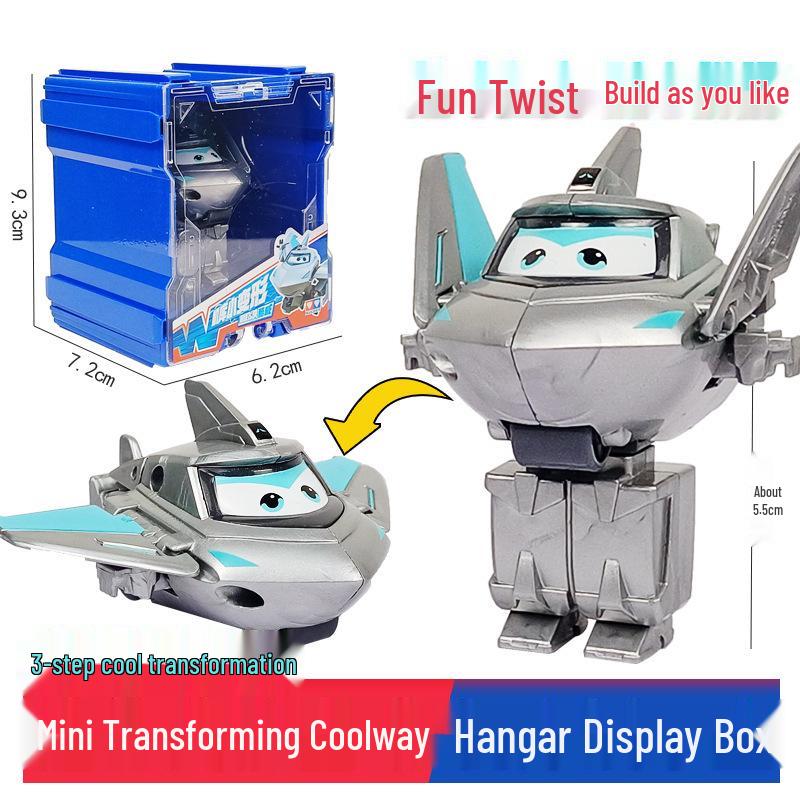 Super Wings 13-Piece Mini Transforming Robot Set: Jett, Big Strong, Jin, and Mighty Little Wing Toys