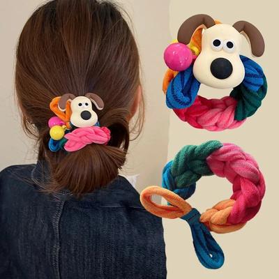 Cute Dog Elastic Hair Bands Kawaii Cartoon Rainbow Hair Rope Ties Hairbands Headwear Girls Kids Hair Accessories
