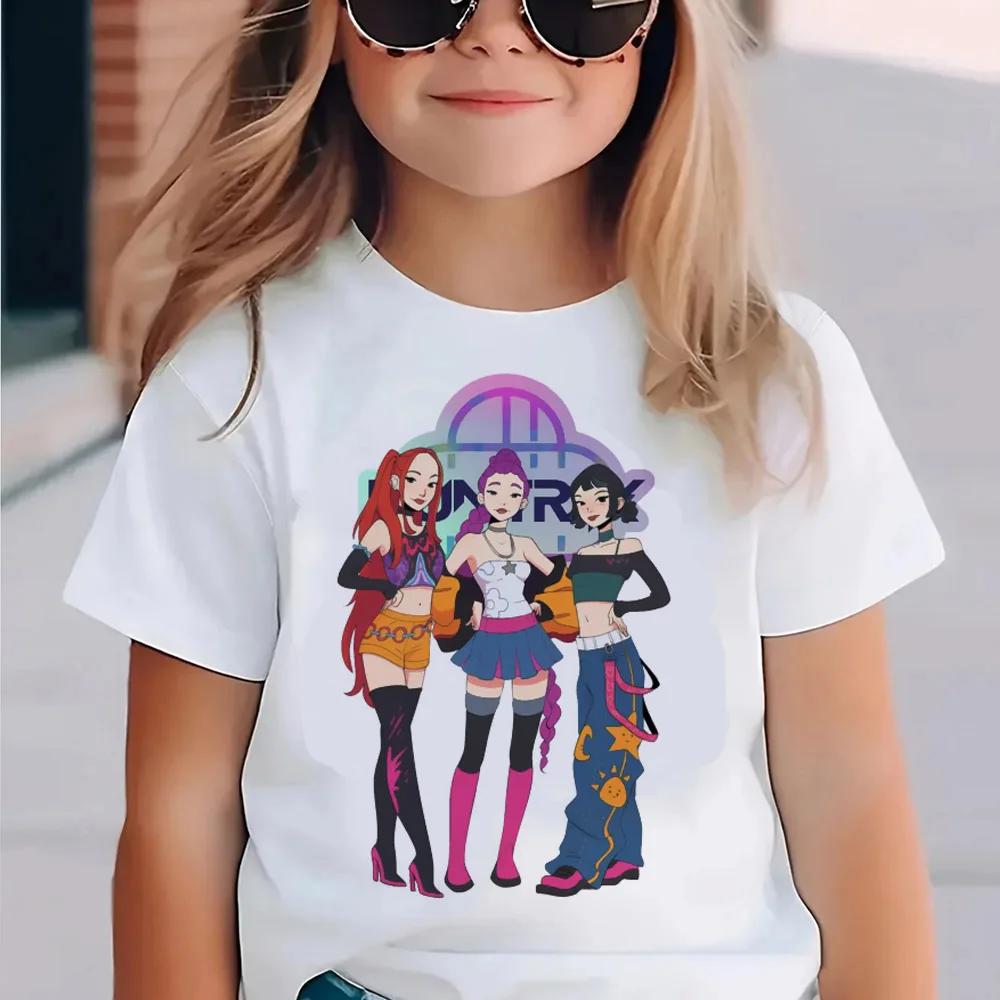 KPop Demon Hunters Kids Clothes 2026 Hot Anime T-shirt Harajuku Girls Casual T-Shirt Fashion Movie T Shirts