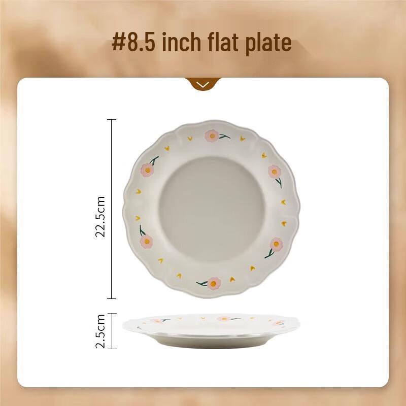 Wuhe French White Peony 8.5-inch Flat Plate