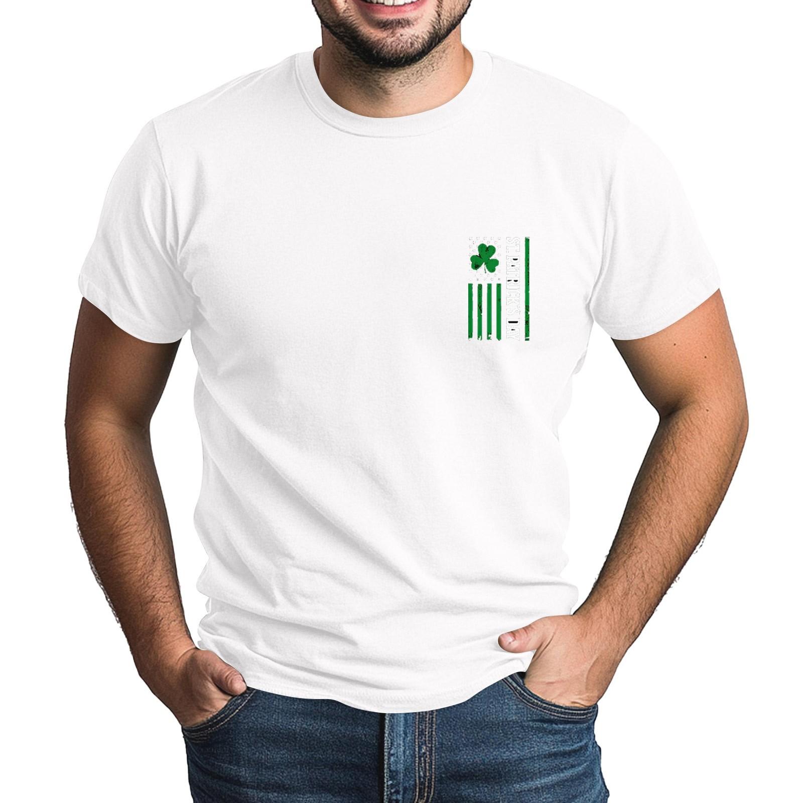 

улица. Футболка Patrick s Adult Green с круглым вырезом и короткими рукавами, с принтом в виде трех листьев зеленого цвета XXXXL белый