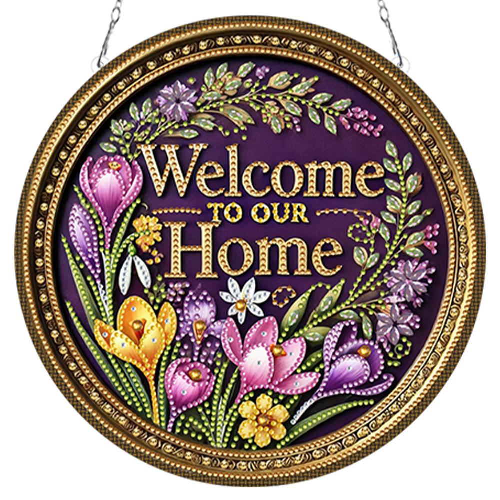 Spring Garden 5D DIY Diamond Painting Dots Pendant Diamond Painting Ornaments Diamond Painting Hanging Pendant for Wall Window