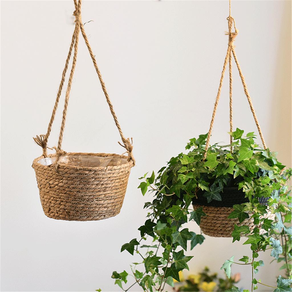 Garden Hanging Planter Plant Storage Basket Rope Woven Indoor Outdoor Flower Pots Holder Plant Hangers Home Decorations