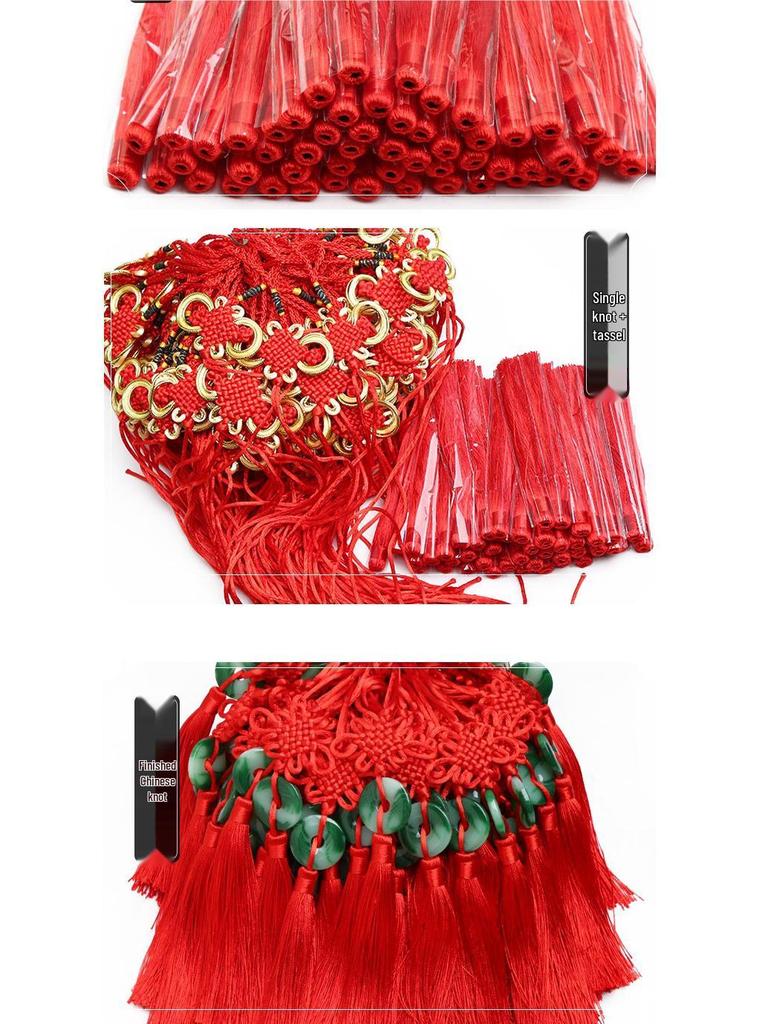 Small Chinese Knot Pendant DIY Tassel - Festive Red 6/8 Plate Hanging Ornament