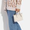 Coach Mini Solid Color Gold Letter Logo Crosshatch Leather Tote Shoulder Crossbody Bag Women Bags Cream CH198-IMCHK