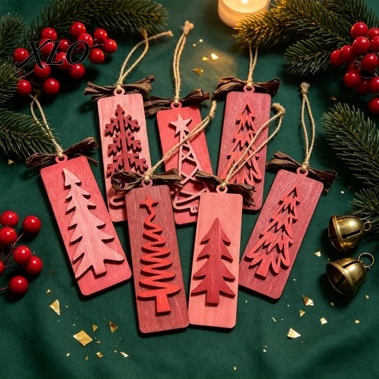 Rustic Holiday Hanging Decorations Wooden Christmas Tree Ornaments, Winter Farmhouse Decoration, Themed Home Xmas Pendant for Wreath Party Decor