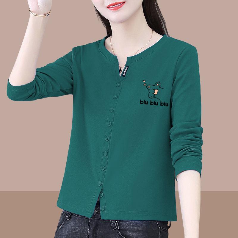 

2024 Женский повседневный модный топ из чистого хлопка с длинным рукавом на осень X Large (XL)