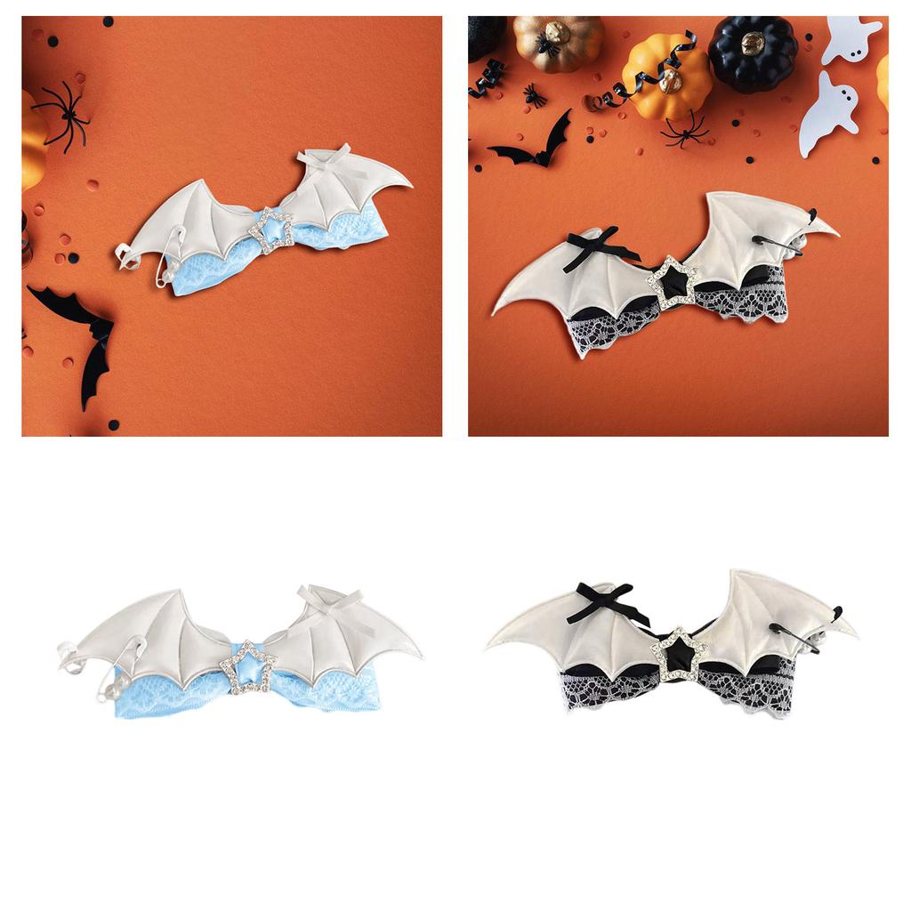 2000s Hair Clip for Halloween Punk Wing Lace Bowknot Hair Clip Nonslip Barrettes for Side Bangs Cosplay Party Braid Holder