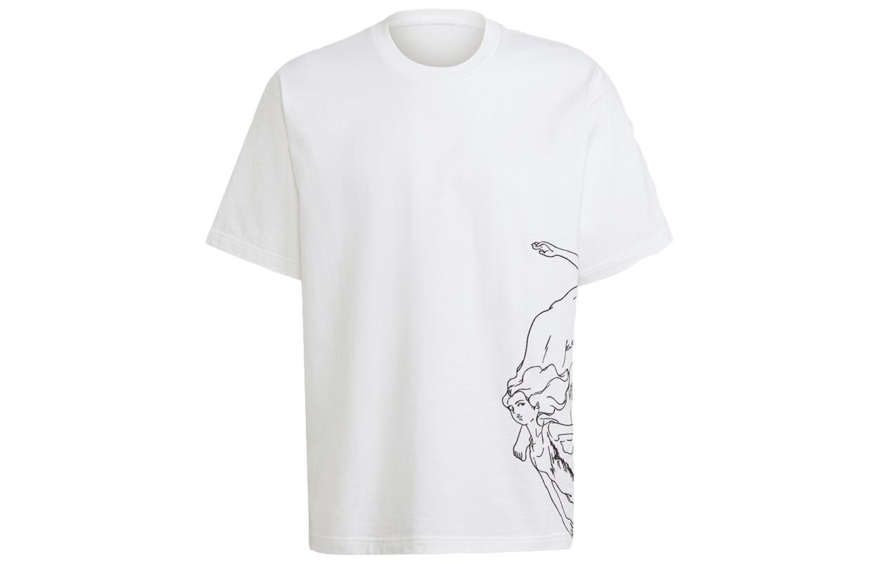 Adidas Originals T Shirts Men s White Crew Neck Moderate Straight Fit HA4695 S