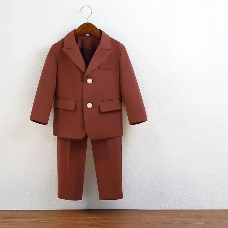 Suit for Boys Fall Casual Children School Uniform Outfits Handsome Kids Host Performance Costume 2-12Y Boy Birthday Blazers Set