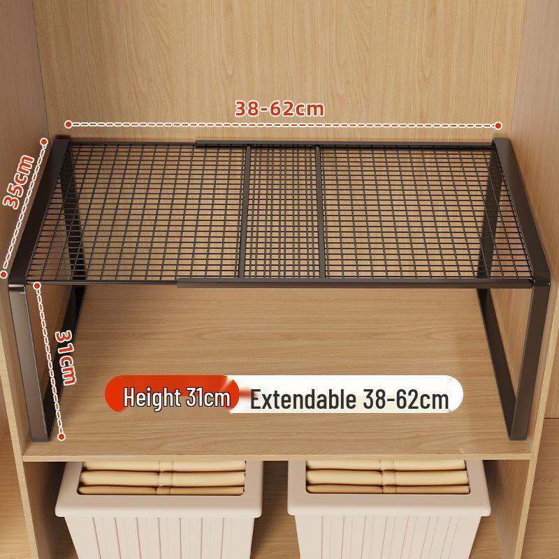 Organizzatore a Ripiano Estraibile per Armadio per Conservazione Vestiti e Divisorio per Armadietto