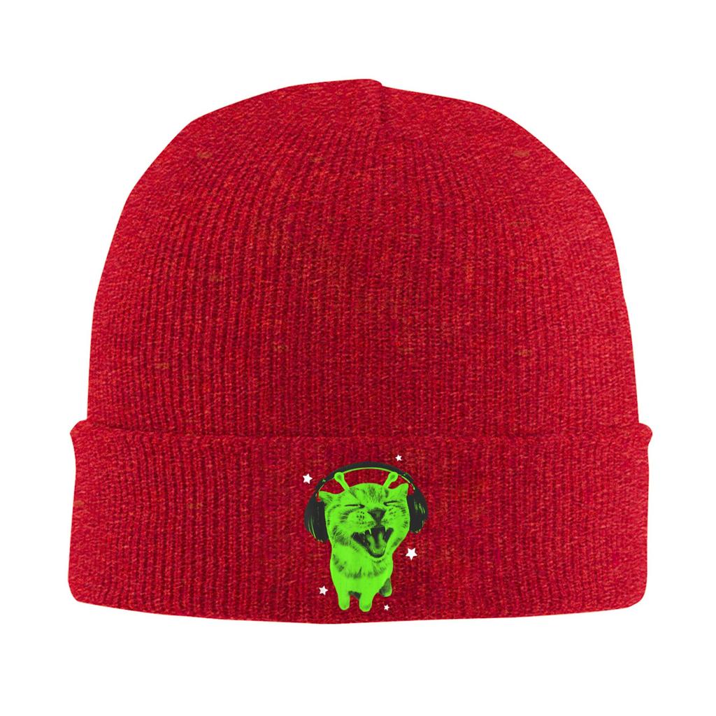 Alien Cat Meme Silly Cat Knitted Hat Womens Unisexs Skullies Beanies Winter Hat Hip Hop Caps