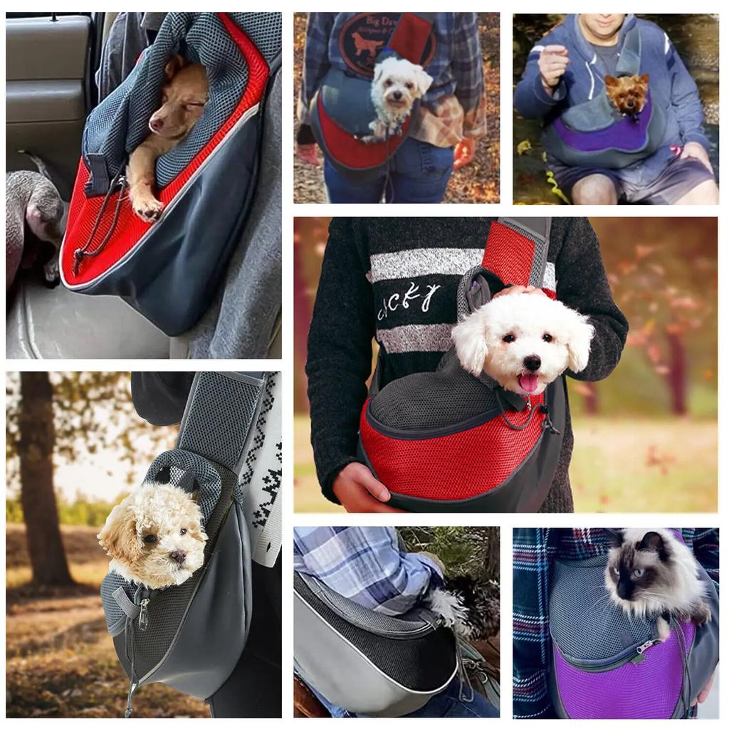 1pc Pet Bag Cat Dog Travel Portable Cross Body Sling Bag Breathable Mesh Pet Backpack Pet Supplies Crossbody Shoulder Bag