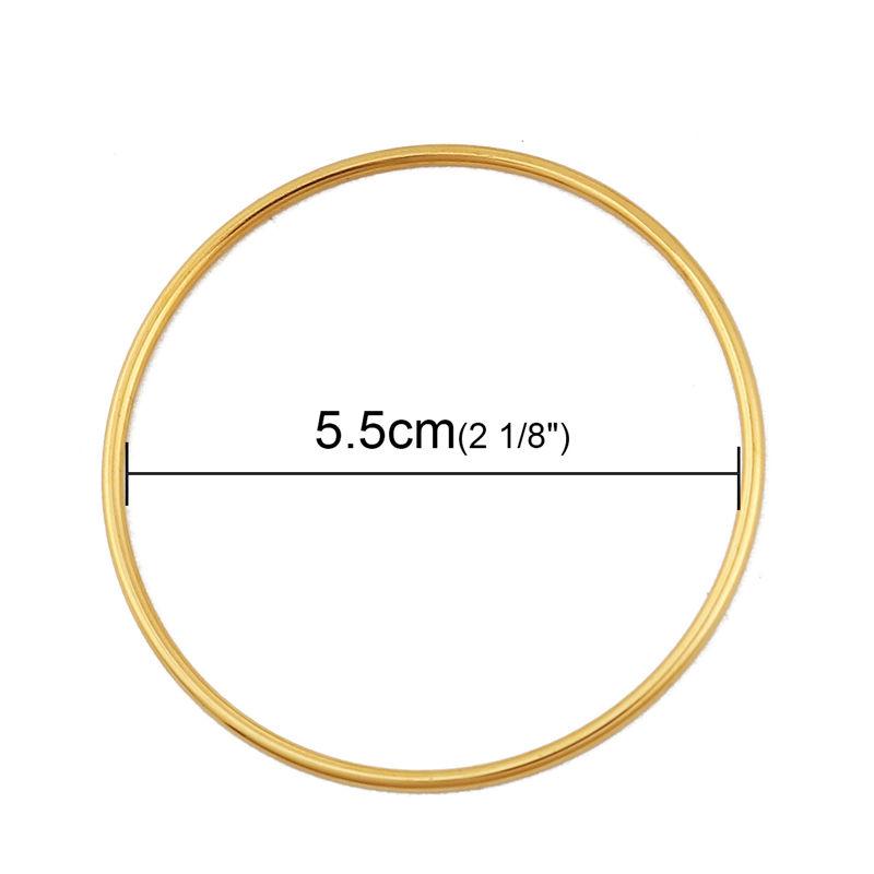 Fashion Stainless Steel Bangles Bracelets Gold Color Round Circle Bracelet For Women Party Jewelry 22cm - 18.5cm Long,1 PC