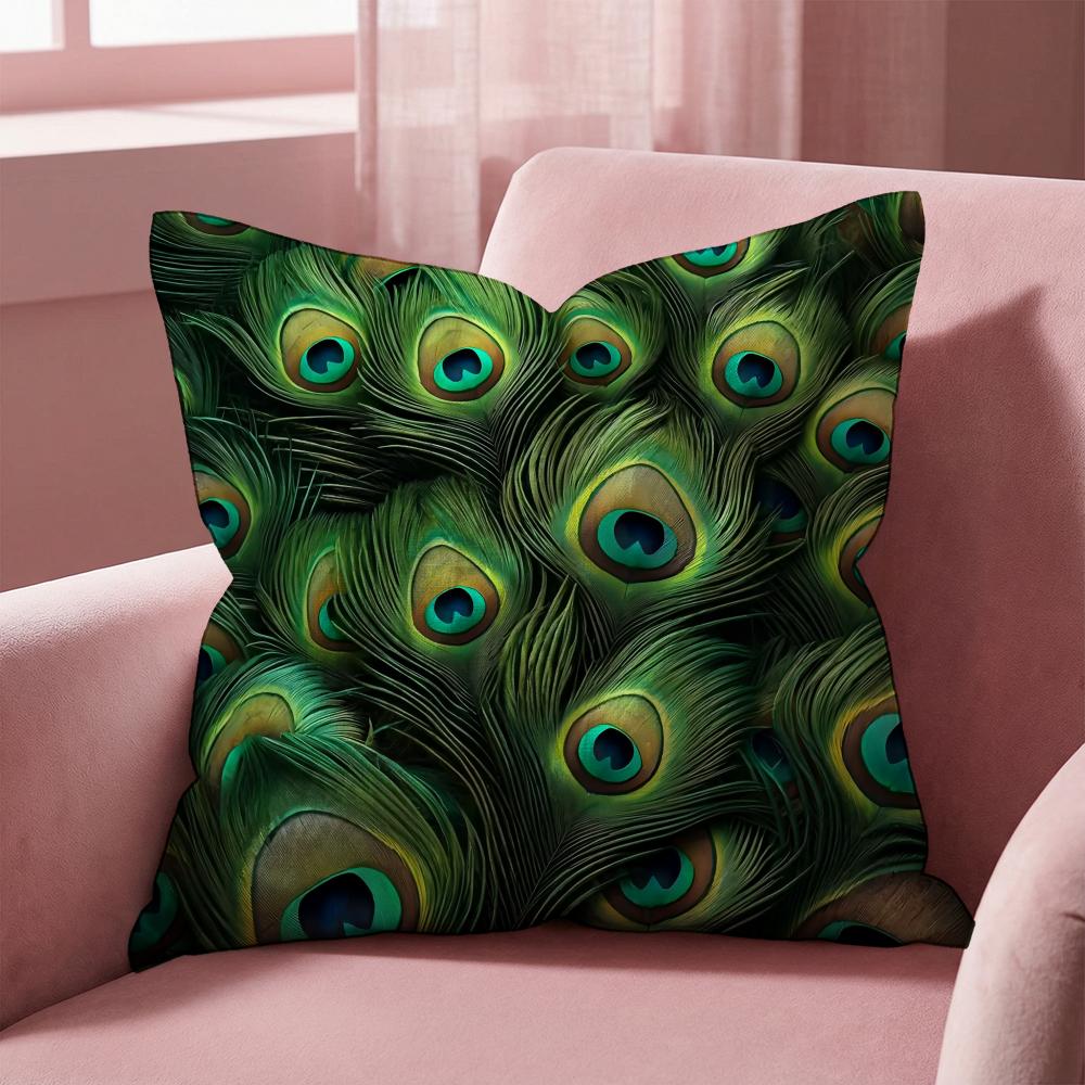 Peacock Cushion Cover Multi-Scene Pillow Cover for Home & Car - Reversible, Soft & Durable for Daily Use
