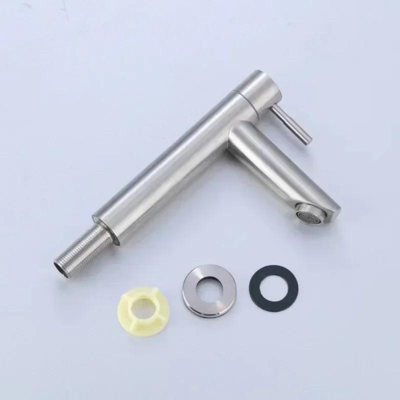 Robinet de lavoar din oțel inoxidabil 304, robinet de apă rece, culoare negru-argintiu, montat pe punte, prelungire și ridicare, robinet de lavoar