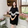 Women Summer Korean Style Black Elegant Mesh Patchwork T-shirts Plus Size Loose Oversized Short Sleeve Tops