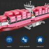 Technischer Frachtcontainer Rosa Schiff Bausteine Set, JJ9217 Modellschiff Bausätze, Geburtstagsgeschenk für Erwachsene und Kinder 1446 Teile