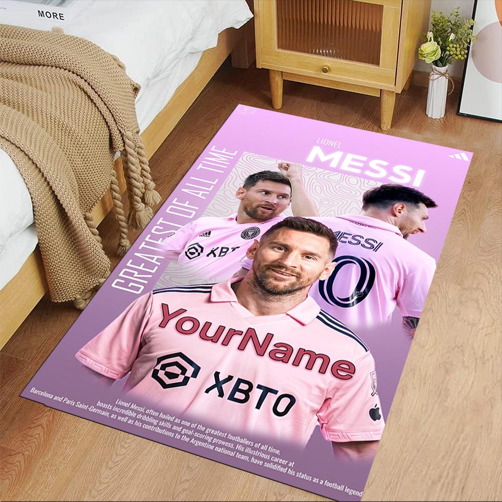 Messi Customizable Name Area Rug Suitable for Bedrooms Kitchen Decorate Room Living Rooms Anti-slip Rug Decorate Offices Spiritual Gift