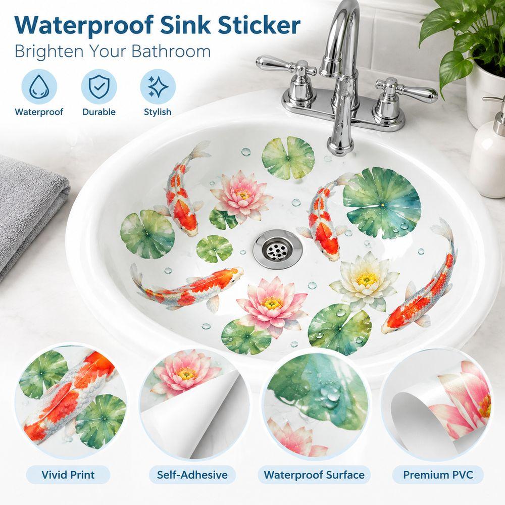 PVC Bathtub Decal Waterproof Koi Fish Sticker High Quality Sink Sticker