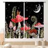 Mushroom Curta, Retro Wild Floral Botanical Mushroom Cottagecore Nature Plants Herbs Farmhouse Blackout Drapes For Kitchen