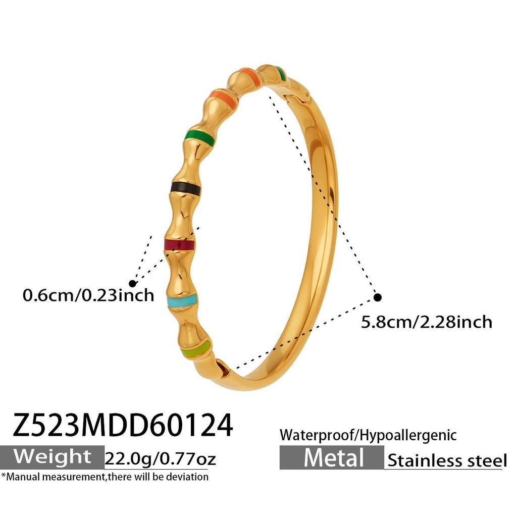 Modern Chinese Style Stone Pendant Gold-Plated Stainless Steel Geometric Bracelet