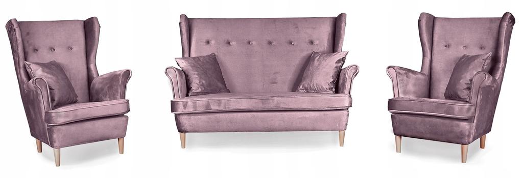 Sofa kanapa uszak Ari skandynawska nie rozkładana Family Meble liliowy róż