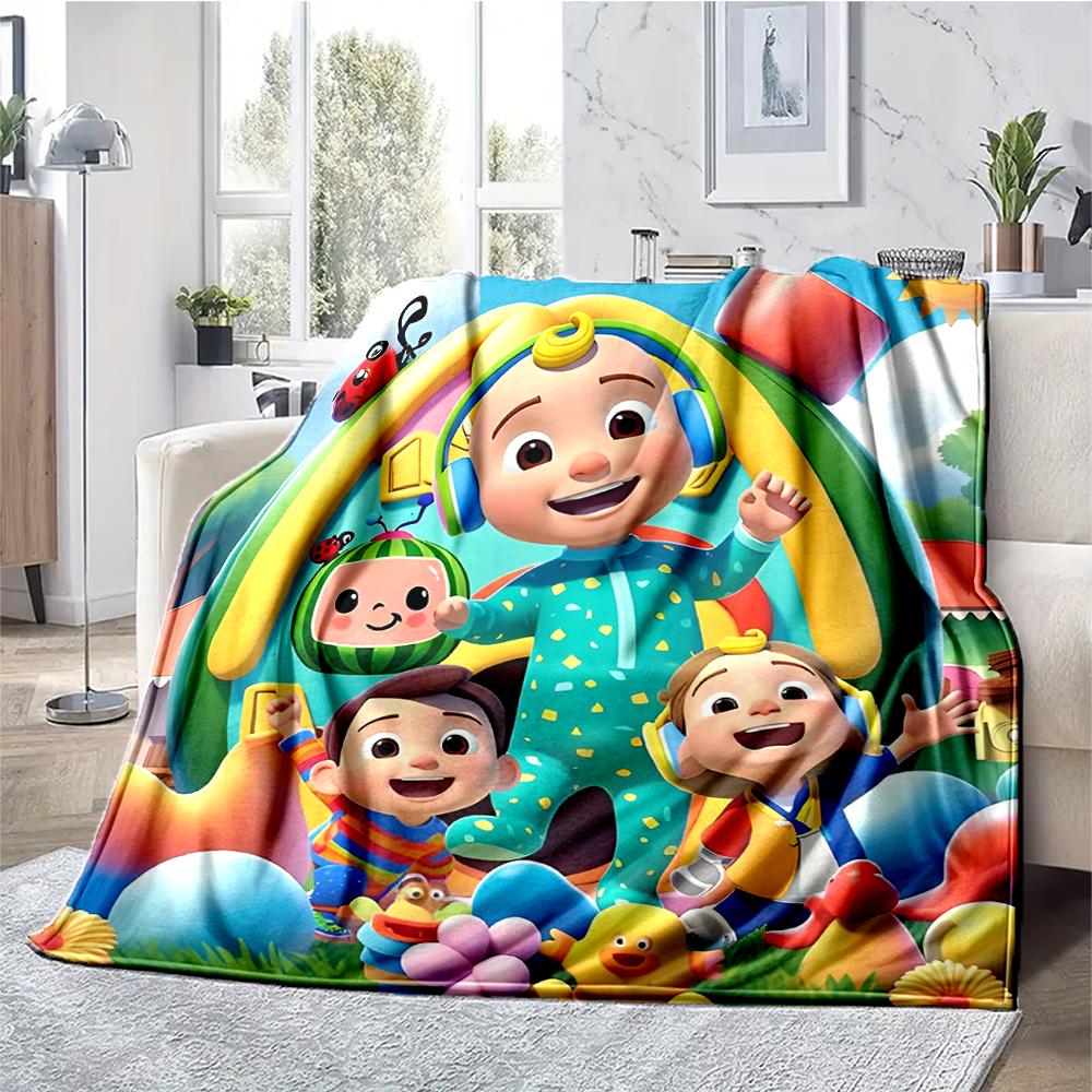 Cocomelon Theme Printed Blanket - Perfect for Couch, Bed, Travel & Outdoor Use | Machine Washable, Cozy & Durable.
