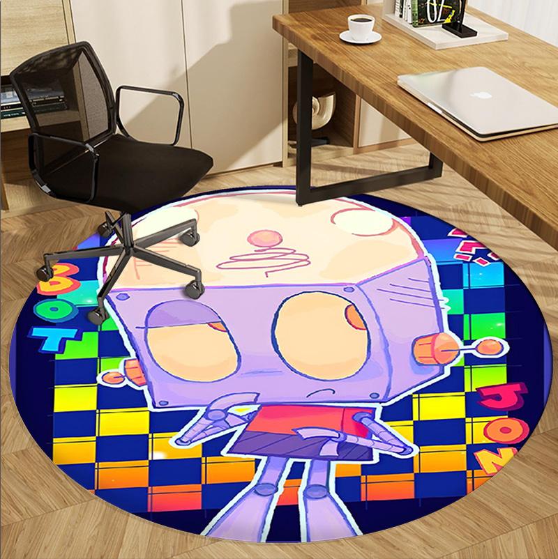 Cosmic Bot Crew Pattern Round Rug, Indoor/Outdoor Mat, for Picnic, Gameroom, Bedroom, Office, Living Room, Home Decor Carpet, Birthday Gift