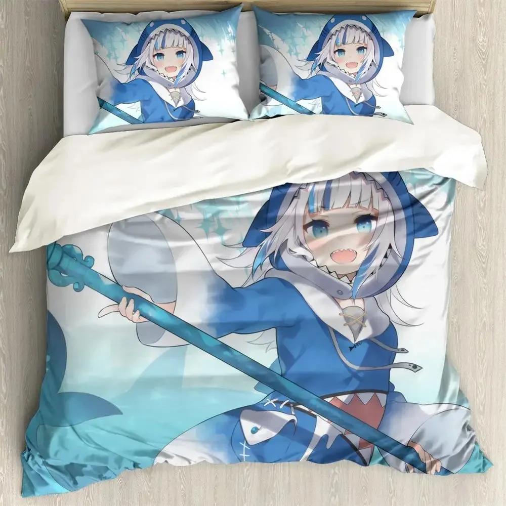Anime Hololive EN Gawr Gura 3D Printed 23PCS Bedding Set Duvet Covers Pillowcases Comforter Bedding Set Bedclothes Bed Linen