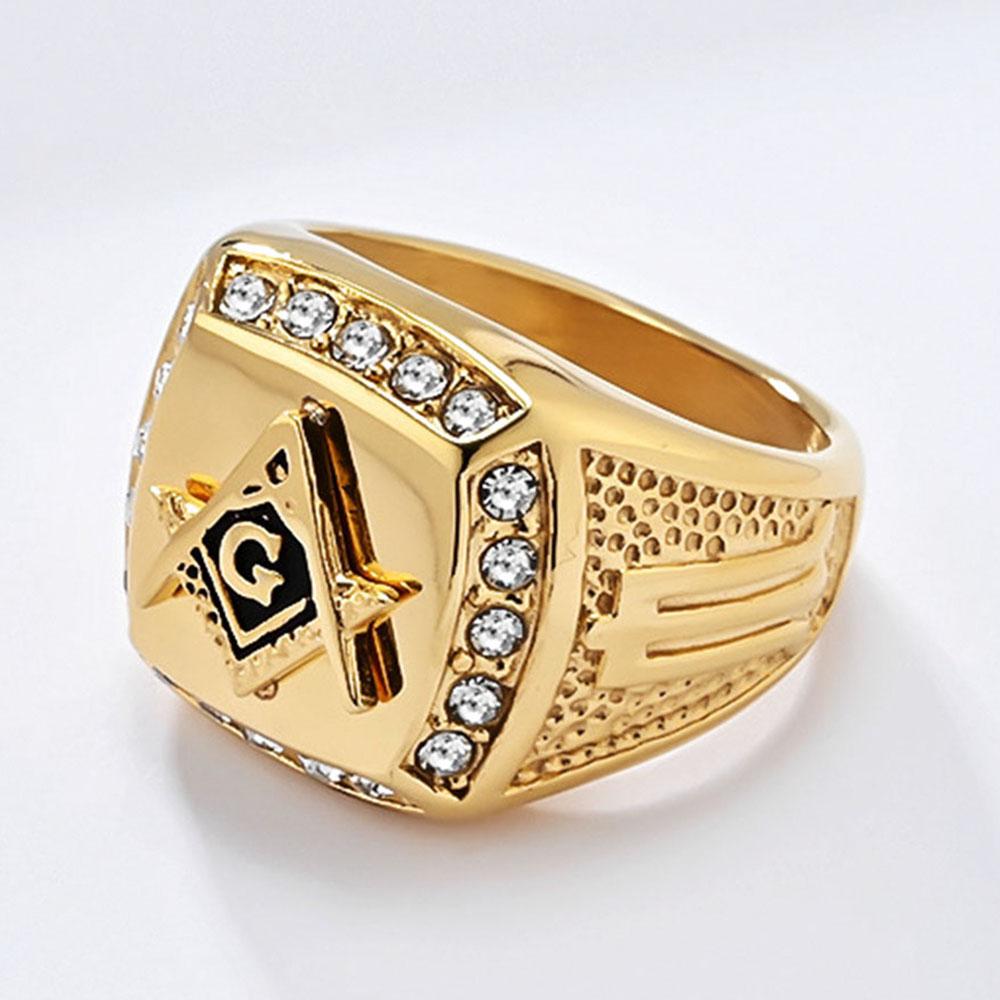 Retro Hip-Hop Freimaurer Titanstahl Ringe Ring Herren Persönlichkeit Dominant Bruderschaft Schmuck