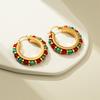 Bohemian Colorful Natural Stone Beaded Earrings - European & American Retro Style, High-End Light Luxury