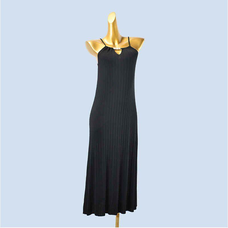 

Vacation Style High Quality Ice Silk Youya Blogger Same Style Shoelace Sleeveless Cold-Shoulder Dress Drape Full Thin Summer Women Black All yards