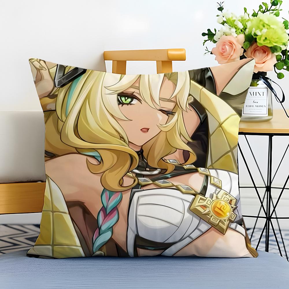 Game Genshin Xilonen Cushion Cover Washable Linen Pillowcase Soft For Sofa Bed Cozy Home Room Decor